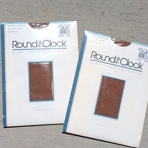 Round The Clock Vintage Pantyhose Silky Lycra Size C Bare Beige Control Top USA
